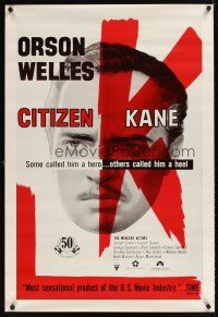 9k148 CITIZEN KANE 1sh R91 some called Orson Welles a hero, others called him a heel!