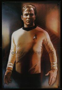 9k668 STAR TREK CREW TV commercial poster '91 Drew art of William Shatner as Captain Kirk!