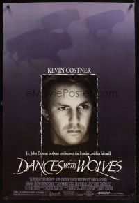 9k173 DANCES WITH WOLVES DS 1sh '90 cool image of Kevin Costner & buffalo!
