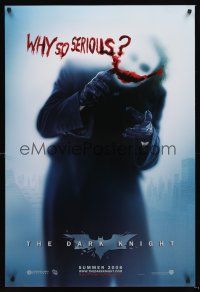 9k179 DARK KNIGHT teaser DS 1sh '08 Heath Ledger as the Joker, why so serious?
