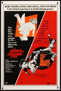 9k239 EAGLE VS. SILVER FOX/FIST OF GOLDEN MONKEY 1sh '83 martial arts action double bill!