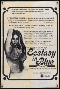 9k242 ECSTASY IN BLUE 1sh '76 Terri Hall, Annie Sprinkle, C.J. Laing, sex!
