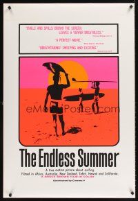 9k251 ENDLESS SUMMER 1sh R90s Bruce Brown surfing sports classic, great image of surfers on beach!