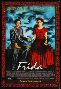 9k295 FRIDA 1sh '02 artwork of sexy Salma Hayek as artist Frida Kahlo!