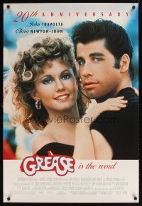 9k331 GREASE 1sh R98 close up of John Travolta & Olivia Newton-John in most classic musical!