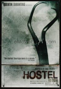 9k360 HOSTEL teaser DS 1sh '05 Eli Roth gore-fest, creepy image of surgical clamp
