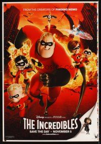 9k378 INCREDIBLES teaser DS printer's test 1sh '04 Disney/Pixar animated sci-fi superhero family!