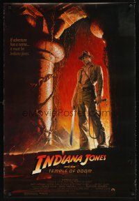 9k382 INDIANA JONES & THE TEMPLE OF DOOM 1sh '84 full-length art of Harrison Ford by Bruce Wolfe!