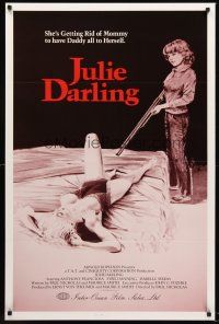 9k401 JULIE DARLING 1sh '83 violent artwork of little girl about to shoot sexy mother in bed!