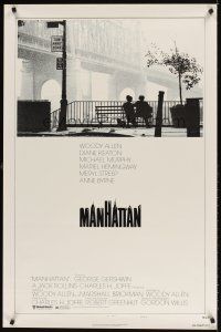 9k458 MANHATTAN style B 1sh '79 Woody Allen & Diane Keaton in New York City by bridge!