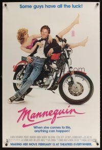 9k460 MANNEQUIN advance 1sh '87 great image of Andrew McCarthy & fake Kim Cattrall by motorcycle!