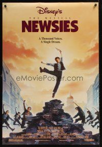 9k515 NEWSIES DS 1sh '92 Disney newsboy Christian Bale, great art by John Alvin!