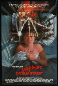 9k519 NIGHTMARE ON ELM STREET signed 1sh '84 by Wes Craven, classic, awesome Matthew horror art!