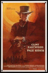 9k538 PALE RIDER int'l 1sh '85 great David Grove art of Clint Eastwood!