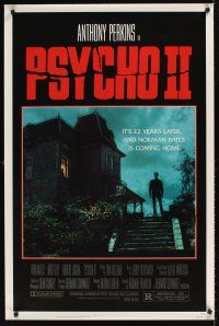 9k574 PSYCHO II 1sh '83 Anthony Perkins as Norman Bates, cool creepy image of classic house!