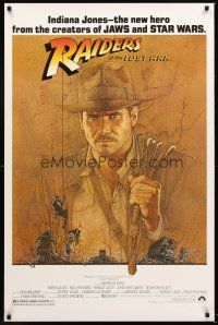 9k589 RAIDERS OF THE LOST ARK re-strike 1sh '90s great art of Harrison Ford by Richard Amsel!