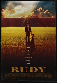 9k619 RUDY DS 1sh '93 Sean Astin on field gets to play Notre Dame football!