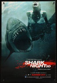 9k640 SHARK NIGHT 3D teaser DS 1sh '11 Sara Paxton, Dustin Milligan, sexy swimmer attacked!