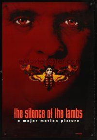 9k646 SILENCE OF THE LAMBS style B teaser DS 1sh '91 creepy Anthony Hopkins with moth over mouth!