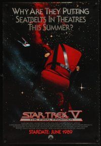 9k673 STAR TREK V advance 1sh '89 The Final Frontier, image of theater chair w/seatbelt!
