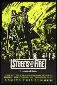 9k685 STREETS OF FIRE yellow advance 1sh '84 Walter Hill directed, Michael Pare, sexy Diane Lane!