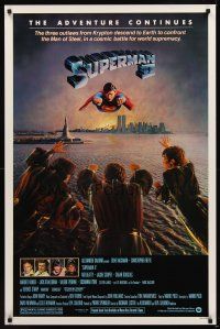 9k691 SUPERMAN II 1sh '81 Christopher Reeve, Terence Stamp, battle over New York City!