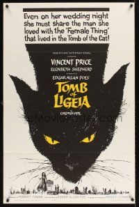 9k727 TOMB OF LIGEIA 1sh '65 Vincent Price, Roger Corman, Edgar Allan Poe, cool cat artwork!