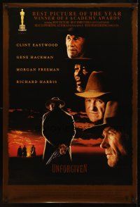 9k751 UNFORGIVEN awards 1sh '92 Clint Eastwood, Hackman, Morgan Freeman, Richard Harris!