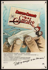 9k754 UP IN SMOKE signed 1sh '78 by Tommy Chong, classic, don't go straight to see this movie!