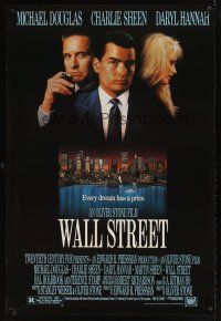 9k769 WALL STREET 1sh '87 Michael Douglas, Charlie Sheen, Daryl Hannah, Oliver Stone!