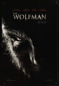 9k793 WOLFMAN teaser DS 1sh '10 Benicio Del Toro, Anthony Hopkins, cool horror image!