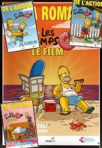 9m056 LOT OF 4 UNFOLDED DOUBLE-SIDED FRENCH ONE-PANELS FROM THE SIMPSONS MOVIE '07 great images!