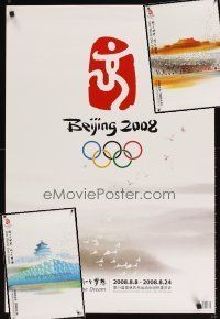 9m060 LOT OF 3 UNFOLDED CHINESE BEIJING 2008 OLYMPICS POSTERS CHINESE POSTERS '08 cool art ads!
