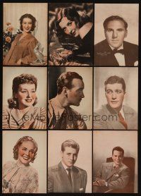 9m026 LOT OF 9 5X7 FAN PHOTOS '40s portraits of top male & female stars of the day!