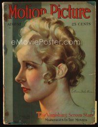 9m134 MOTION PICTURE magazine August 1930 profile art of Catherine Dale Owen by Marland Stone!