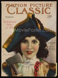 9m147 MOTION PICTURE CLASSIC magazine March 1929 art of Olive Borden with hatchet by Don Reed!