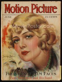 9m132 MOTION PICTURE magazine June 1930 art of Mary Nolan with cool fur by Marland Stone!