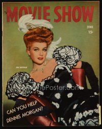 9m169 MOVIE SHOW magazine June 1944 c/u of sexy Ann Sheridan starring in Shine On Harvest Moon!