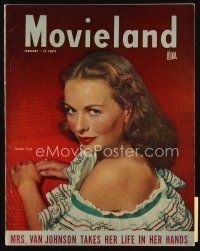 9m156 MOVIELAND magazine February 1948 portrait of sexy Jeanne Crain by Theda & Emerson Hall!