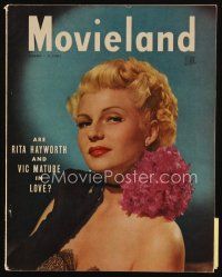 9m155 MOVIELAND magazine January 1948 portrait of sexiest blonde Rita Hayworth by Robert Coburn!