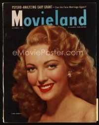 9m164 MOVIELAND magazine October 1948 smiling head & shoulders portrait of sexy Linda Darnell!