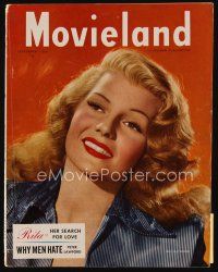 9m163 MOVIELAND magazine September 1948 wonderful smiling portrait of gorgeous Rita Hayworth!