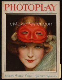 9m108 PHOTOPLAY magazine April 1925 art of pretty May Allison with mask by Charles Sheldon!