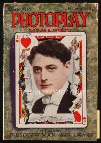 9m098 PHOTOPLAY magazine May 1914 cool Jack Kerrigan playing card cover, Mabel Normand, Squaw Man!