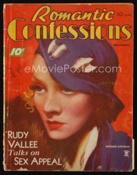 9m195 ROMANTIC CONFESSIONS magazine November 1934 great close portrait of Marlene Dietrich!