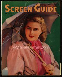 9m177 SCREEN GUIDE magazine April 1946 c/u of Ingrid Bergman with umbrella by Andre de Dienes!