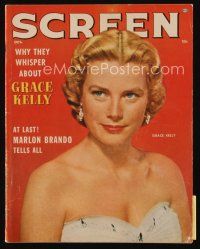 9m189 SCREEN magazine October 1955 beautiful Grace Kelly, Marlon Brando Tells All!