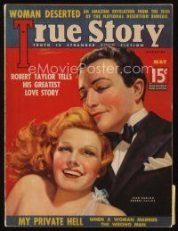 9m196 TRUE STORY magazine May 1937 art of sexy Jean Harlow & Robert Taylor by Victor Tchetchet!