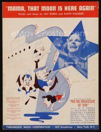 9m401 BIG BROADCAST OF 1938 sheet music '38 Martha Raye, cool art, Mama That Moon Is Here Again!