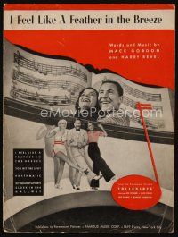 9m405 COLLEGIATE sheet music '36 Jack Oakie, Langford, Grable, I Feel Like A Feather In The Breeze